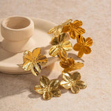 Minar Metallic Flowers Cuff Bracelet PVD Plated Stainless Steel Wide Bangle