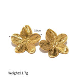 Minar Metallic Flowers Cuff Bracelet PVD Plated Stainless Steel Wide Bangle