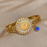 Vintage Lucky Eyes Charm Stainless Steel Bracelet With Rhinestone