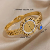 Vintage Lucky Eyes Charm Stainless Steel Bracelet With Rhinestone