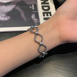 Foxanry Summer Silver Bracelet Cross Hollow Vintage Punk Jewelry