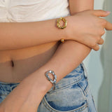 Youthway Stainless Steel Irregular Cuff Bracelet Unisex Wrist Jewelry