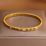 Stainless Steel Roman Number Charm Bracelet for Women