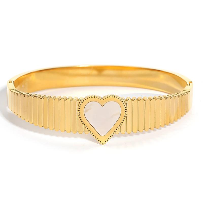 Romantic Shell Heart Stainless Steel Bangles Bracelets for Women