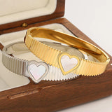 Romantic Shell Heart Stainless Steel Bangles Bracelets for Women
