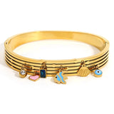 Stainless Steel Fish Heart Shell Charms Bracelet Bangles for Women