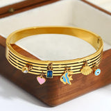 Stainless Steel Fish Heart Shell Charms Bracelet Bangles for Women
