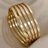 Chunky Stainless Steel Wide Bangles Bracelets for Women