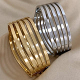 Chunky Stainless Steel Wide Bangles Bracelets for Women