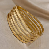 Chunky Stainless Steel Wide Bangles Bracelets for Women