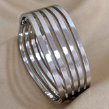 Chunky Stainless Steel Wide Bangles Bracelets for Women