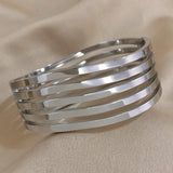 Chunky Stainless Steel Wide Bangles Bracelets for Women