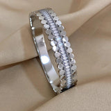 Zircon Layered Cuff Bracelet Stainless Steel Bangle