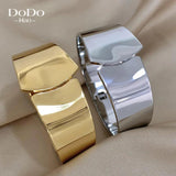 316L SS 18K Plated Wide Cuff Bracelet Classic Bangle