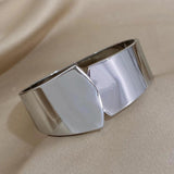 316L SS 18K Plated Wide Cuff Bracelet Classic Bangle