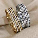 Double Row Rhinestones Stainless Steel Bracelet for Women