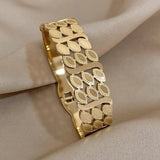 Vintage Stainless Steel Wide Bracelet Bangle with Multiple Rows Wheat Leaves