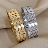 Vintage Stainless Steel Wide Bracelet Bangle with Multiple Rows Wheat Leaves