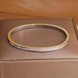 Stainless Steel Crystal Charm Bracelet for Women Thin Wrist Jewelry Gift