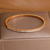 Stainless Steel Crystal Charm Bracelet for Women Thin Wrist Jewelry Gift