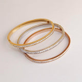 Stainless Steel Crystal Charm Bracelet for Women Thin Wrist Jewelry Gift