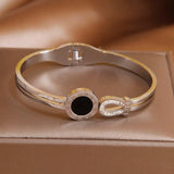 Stainless Steel Roman Number Charm Bracelet Crystal Wrist Jewelry Party Gift