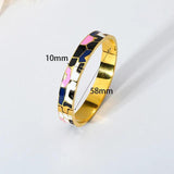 Colorful Cubic Zirconia Geometric Enamel Bangle Bracelet