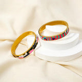 Colorful Cubic Zirconia Geometric Enamel Bangle Bracelet