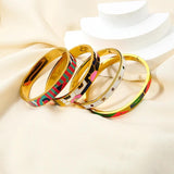 Colorful Cubic Zirconia Geometric Enamel Bangle Bracelet
