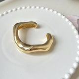 Irregular Twisted Wave Silver Bangle Bracelet for Women Girls