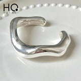 Irregular Twisted Wave Silver Bangle Bracelet for Women Girls