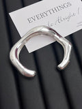 Irregular Twisted Wave Silver Bangle Bracelet for Women Girls