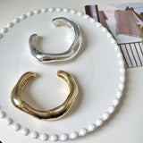 Irregular Twisted Wave Silver Bangle Bracelet for Women Girls