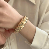 Irregular Twisted Wave Silver Bangle Bracelet for Women Girls