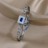 Stainless Steel Inlaid Stone Square Bracelets Rhinestones For Women