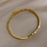 Stainless Steel Inlaid Stone Square Bracelets Rhinestones For Women