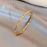 Bamboo Skeleton Stainless Steel Cuff Bracelet for Women