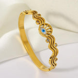 Evil Eye Zircon Charm Stainless Steel Bangle Bracelet Waterproof Jewelry