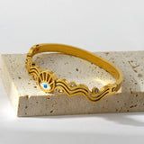 Evil Eye Zircon Charm Stainless Steel Bangle Bracelet Waterproof Jewelry