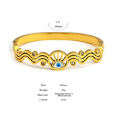 Evil Eye Zircon Charm Stainless Steel Bangle Bracelet Waterproof Jewelry