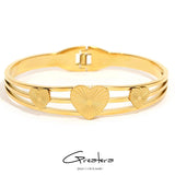 Chunky Stainless Steel Textured Love Heart Charm Bangles Bracelets for Women