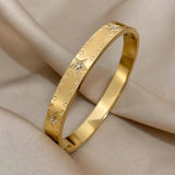 18K Plated Rhinestone Star Bangles for Women