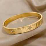 18K Plated Rhinestone Star Bangles for Women