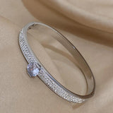 18K Plated Rhinestone Bracelet, Stainless Steel, Thin Charm Ba