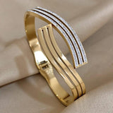 Zircon Stainless Steel Open Bracelets Bangles for Women Charm 18K Plated