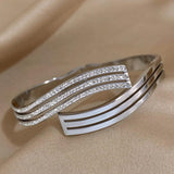 Zircon Stainless Steel Open Bracelets Bangles for Women Charm 18K Plated