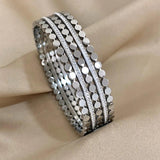 Layered Inlaid Rhinestone Stainless Steel Bangle Silver Bracelets Bangles