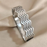Layered Wave Stainless Steel Bracelet for Women