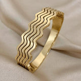 Layered Wave Stainless Steel Bracelet for Women