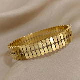 Doublelayer Oval Metal Beads Stainless Steel Bangle For Women